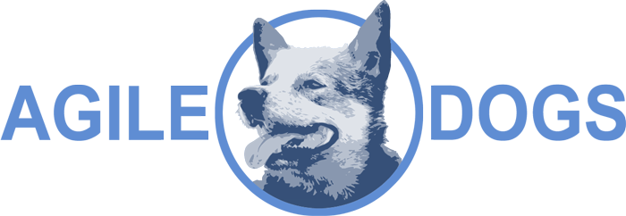 Agile Dogs logo featuring a playful dog illustration for dog training services.